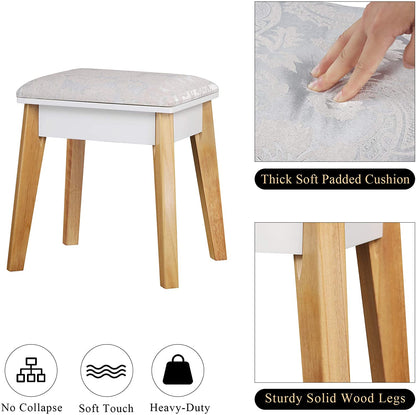 Round Mirror White Dressing Table