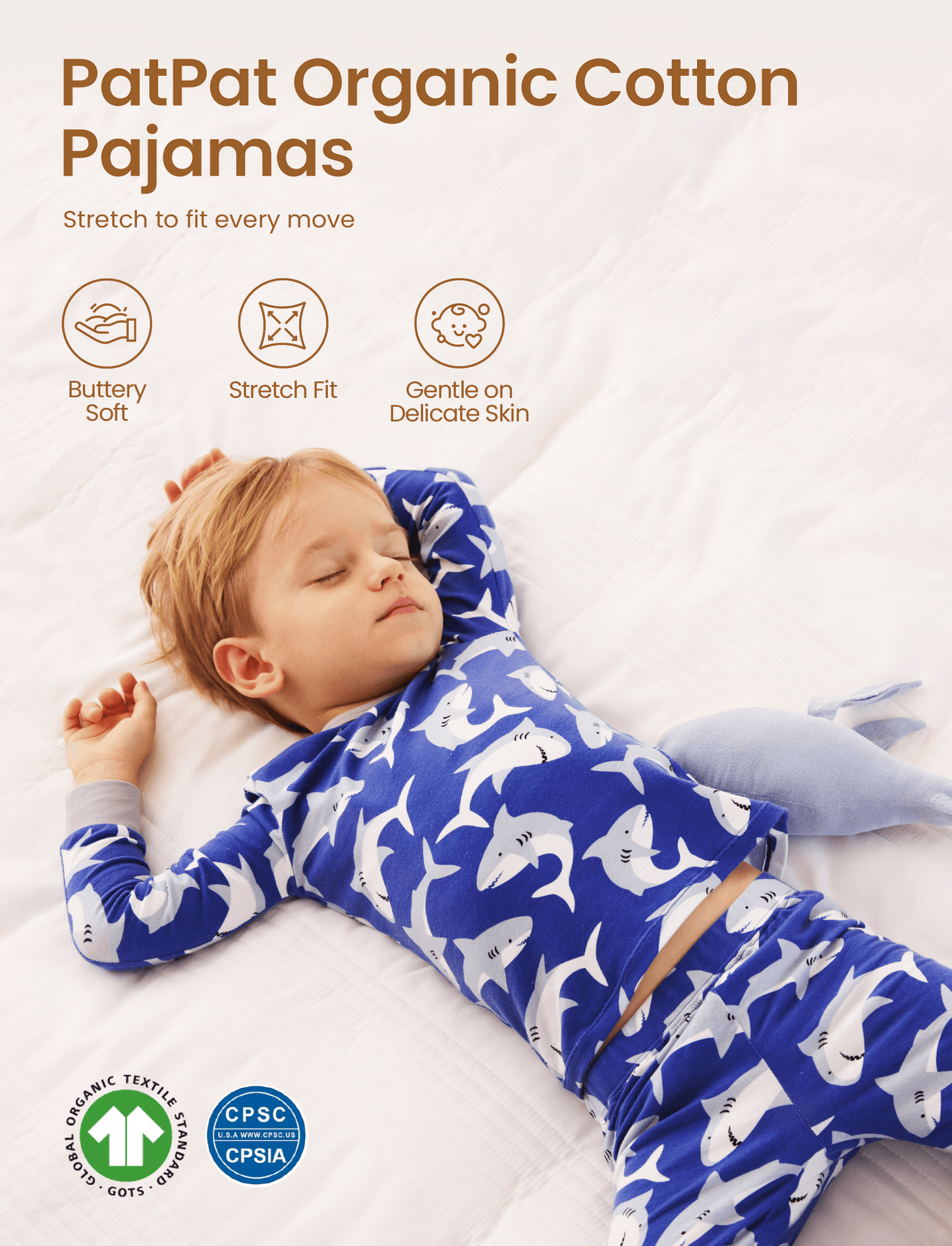 Halloween Pajamas Set with Childlike Print 2-piece Snug fit Organic Cotton Pajamas for Toddler / Kids Girls / Boys Deep Blue
