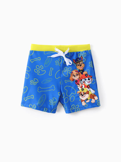 PAW Patrol Toddler Boy 2pcs Chase Marshall Rubble Colorblock Tops and Trunks Swimsuit Dark Blue