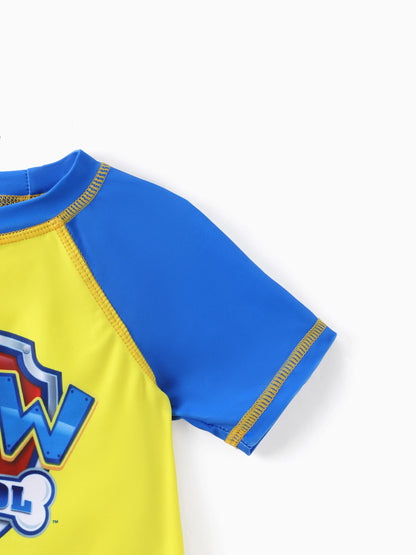 PAW Patrol Toddler Boy 2pcs Chase Marshall Rubble Colorblock Tops and Trunks Swimsuit Dark Blue