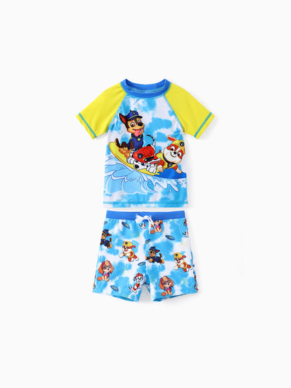 PAW Patrol Toddler Boy 2pcs Chase Marshall Rubble Colorblock Tops and Trunks Swimsuit Navy
