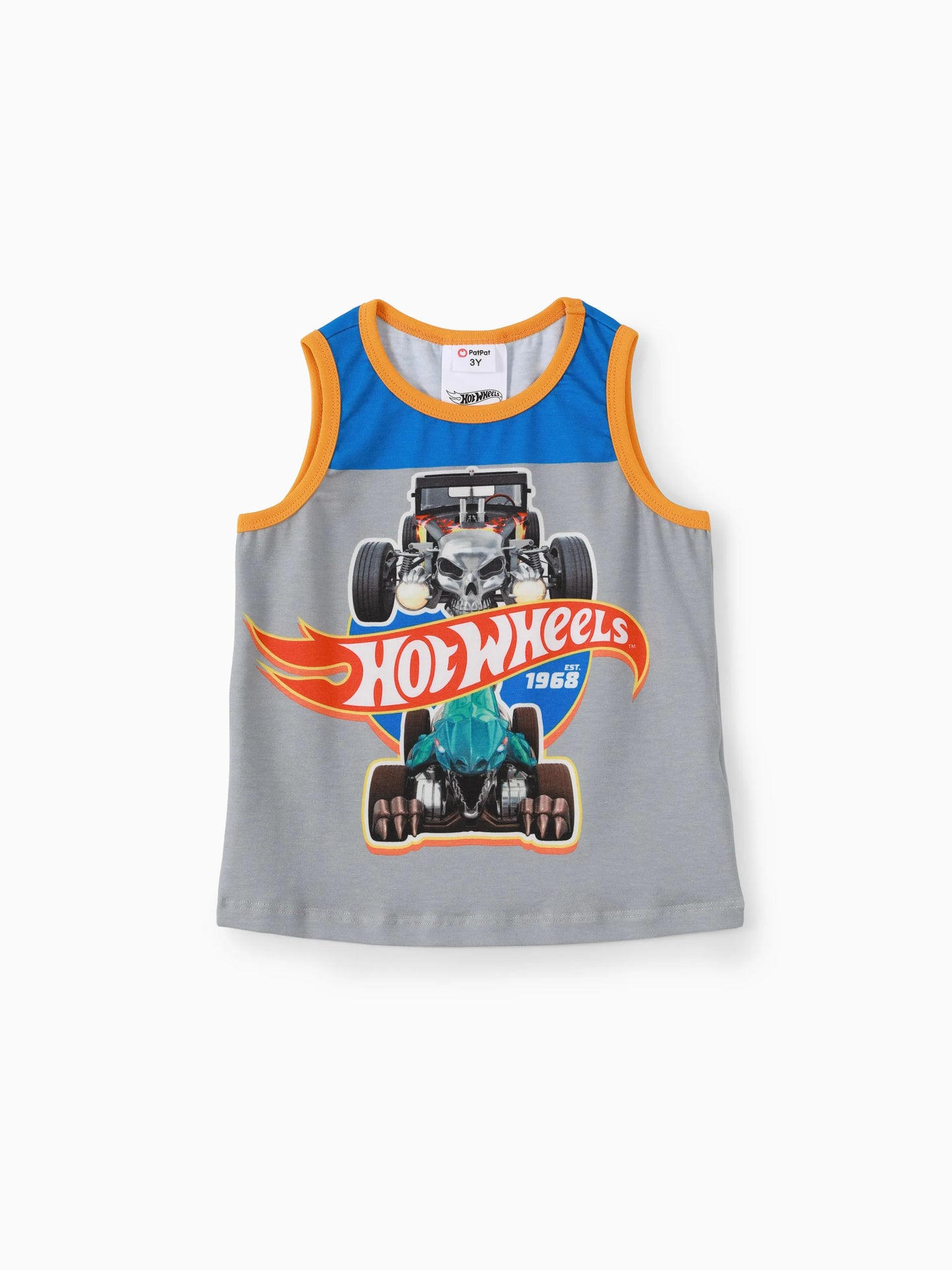 Hot Wheels 2pcs Toddler Boy Naia Colorblock Tank Top and Elasticized Cotton Shorts set Blue