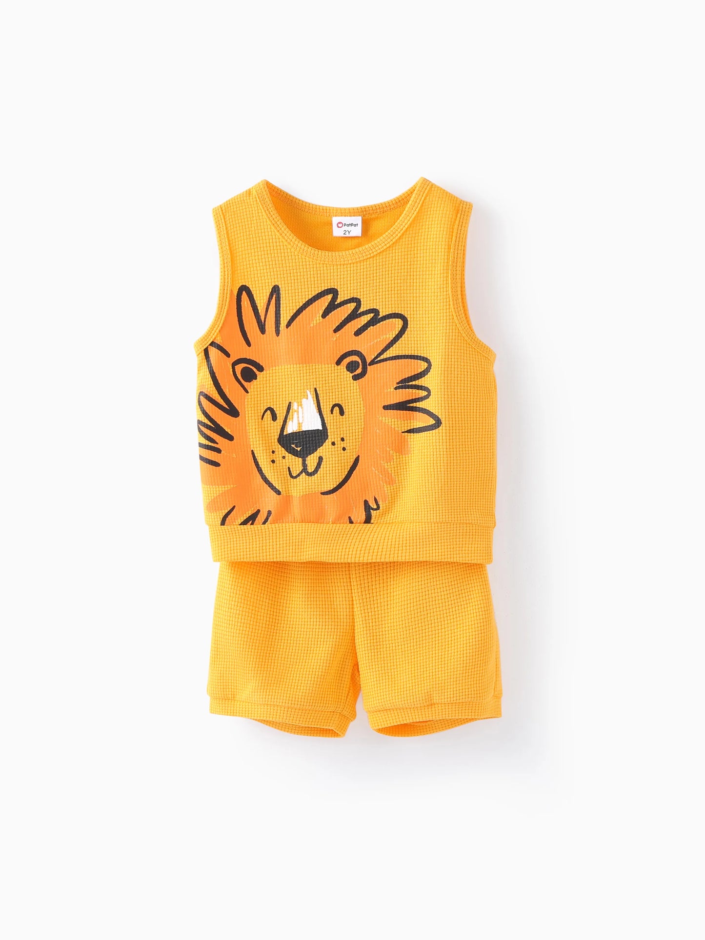 Toddler Boy 2pcs Dino Print Tank Top and Shorts Set Yellow