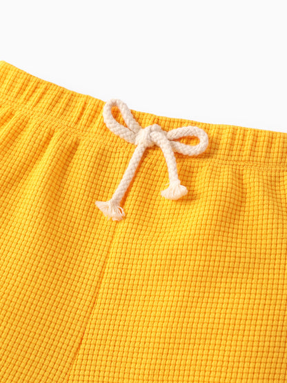 Toddler Boy 2pcs Dino Print Tank Top and Shorts Set Yellow