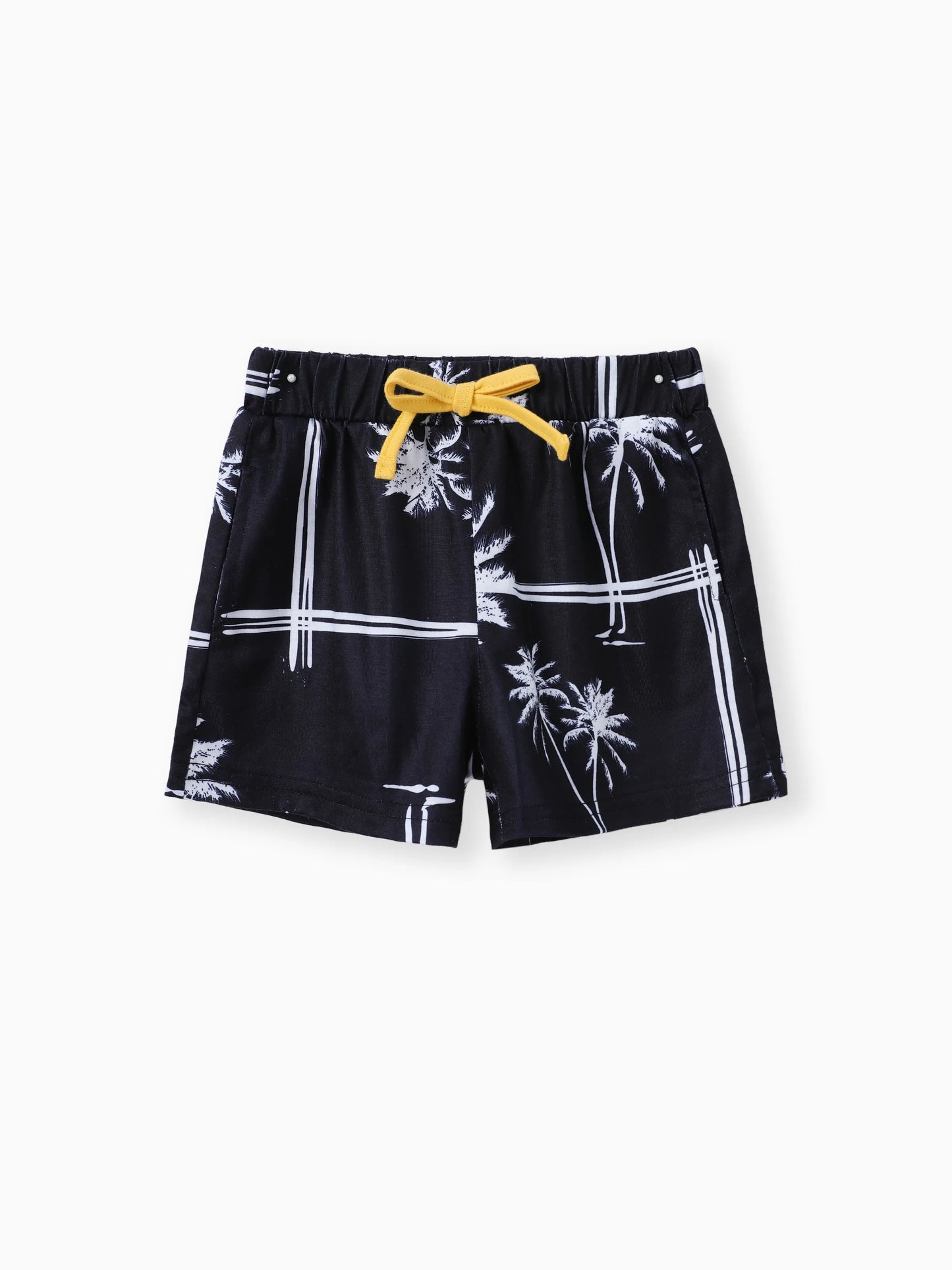 2pcs Toddler Trendy Boy Floral Tree Print Tee and Shorts Set Yellow