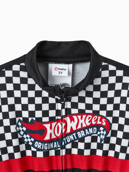 Hot Wheels Toddler Boy Colorblock Logo Print Long-sleeve Racing Jumpsuit Black