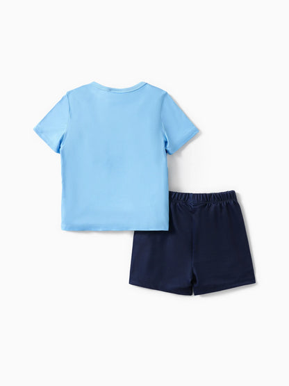 PAW Patrol Toddler Boy Chase 2pcs Rainbow Print T-shirt with Shorts Sporty Set Blue