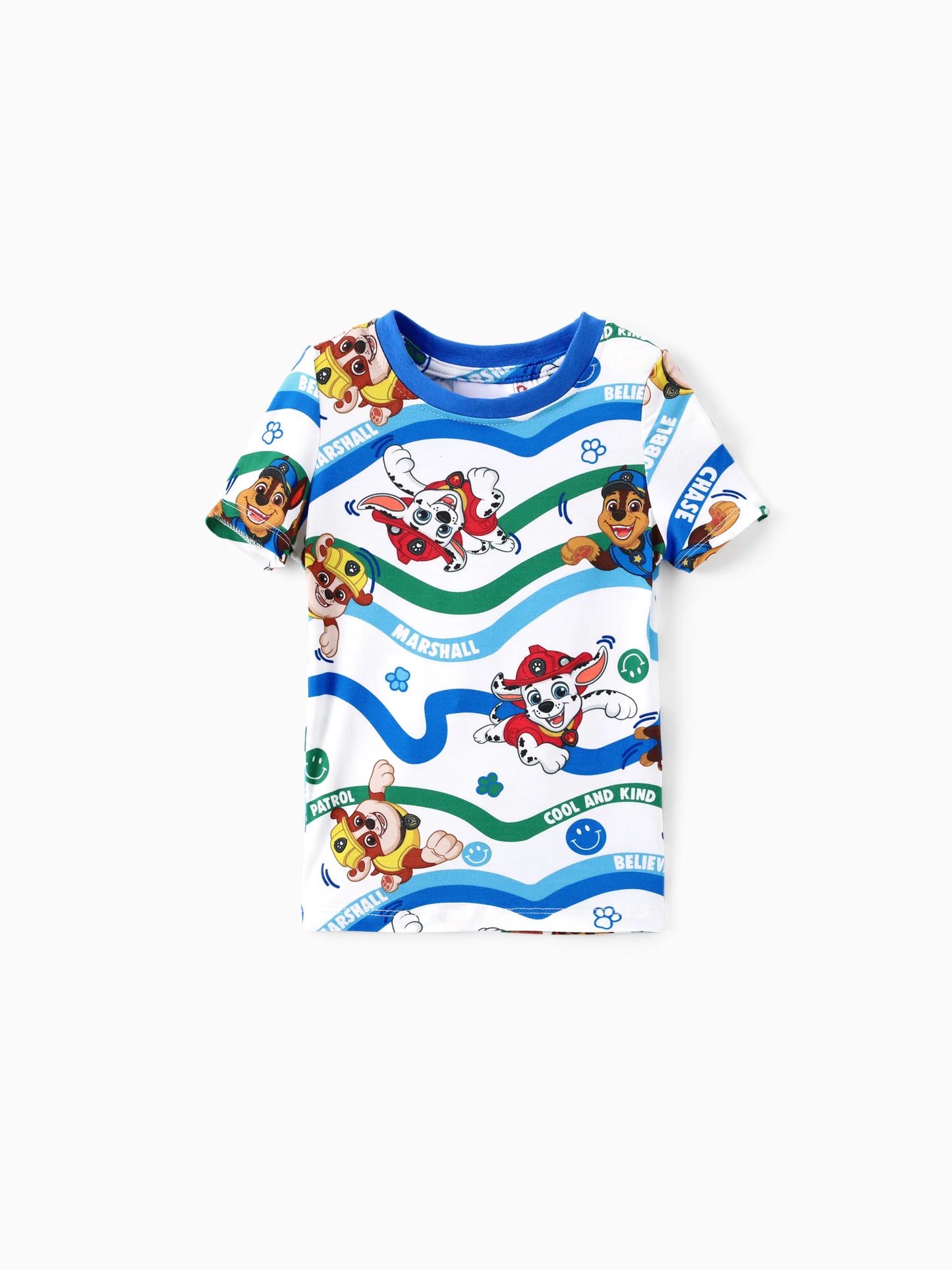 PAW Patrol Bamboo Toddler Boy 2pcs Chase/Marshall/Rubble Snug-Fitting Pajamas Set Blue