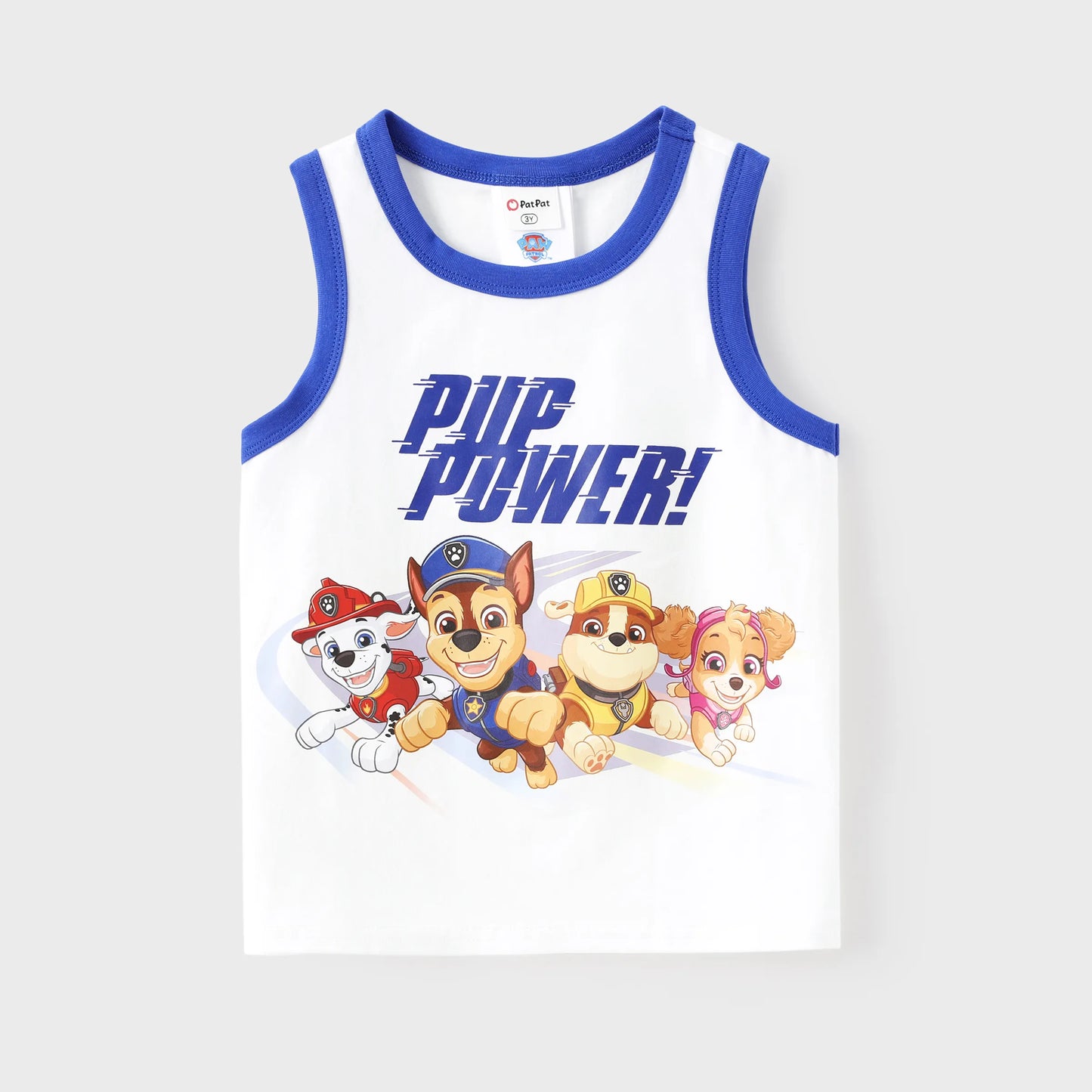PAW Patrol Toddler Boy 1pc Chase Marshall Skye And Rubble Cotton Tank Top White