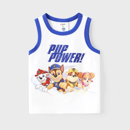 PAW Patrol Toddler Boy 1pc Chase Marshall Skye And Rubble Cotton Tank Top White