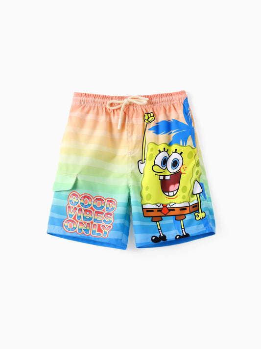 SpongeBob SquarePants Toddler/Kid Boy 1pc Character/Stripe Pattern UPF 50+ Swimming Trunks Orange