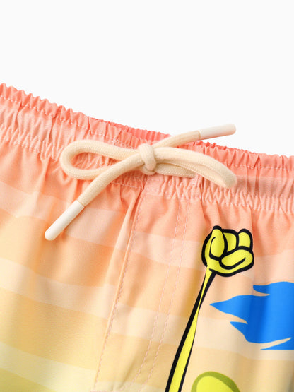 SpongeBob SquarePants Toddler/Kid Boy 1pc Character/Stripe Pattern UPF 50+ Swimming Trunks Orange