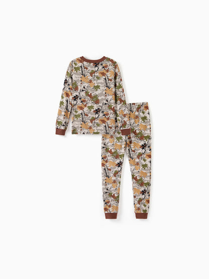 Christmas / Halloween Pajamas 2-piece Bamboo Pajamas Set With Playful Print for Toddler / Kids ( Snug-Fitting) Brown