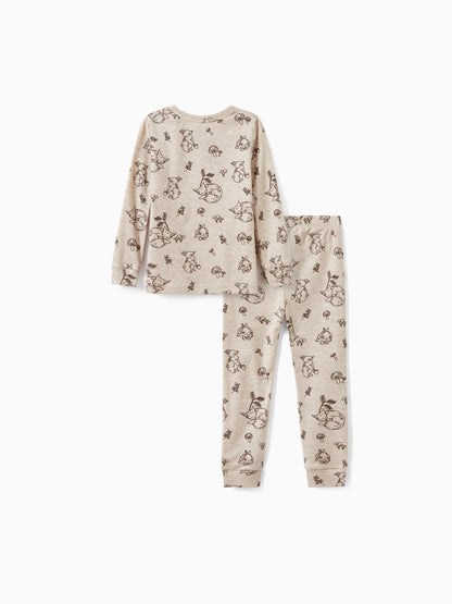 Toddler / Kids 2-piece Pajamas With Animal Print ( Snug-Fitting ) Apricot