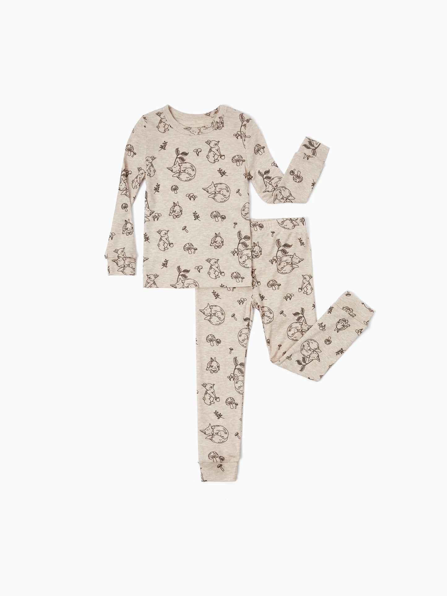 Toddler / Kids 2-piece Pajamas With Animal Print ( Snug-Fitting ) Apricot