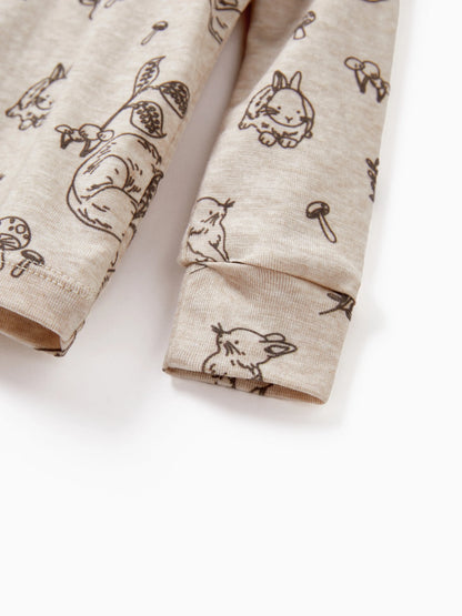 Toddler / Kids 2-piece Pajamas With Animal Print ( Snug-Fitting ) Apricot
