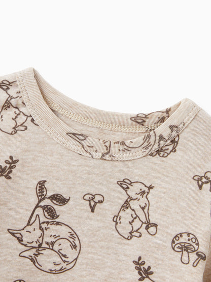 Toddler / Kids 2-piece Pajamas With Animal Print ( Snug-Fitting ) Apricot