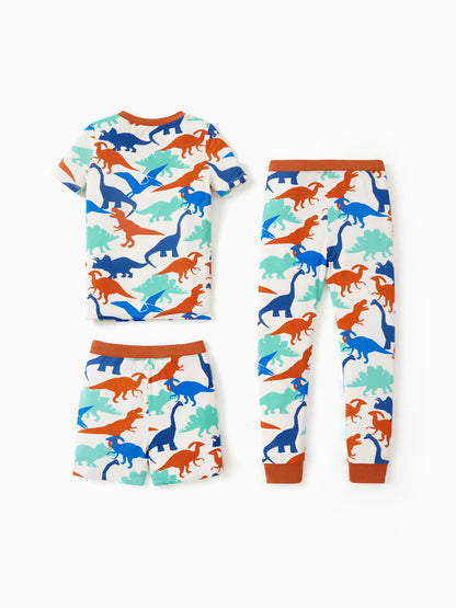 Toddler / Kids Christmas / Halloween PJS for Boys 3-Piece Bamboo Pajama Set 2-in-1 Look for 4 Seasons (Snug-Fitting) Apricot
