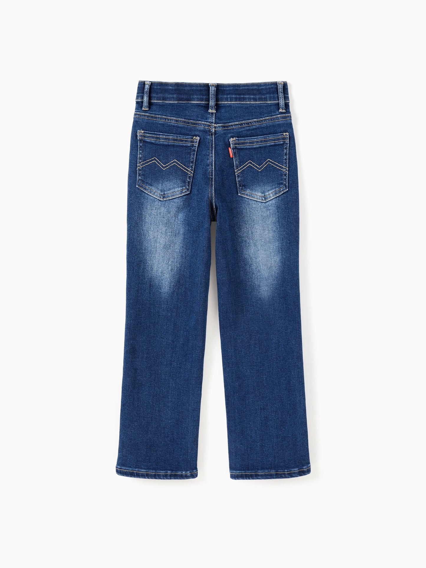 Solid Color Elastic Waist Soft Stretchy Comfortable Casual Jeans Cotton Bottoms with Pockets Deep Blue