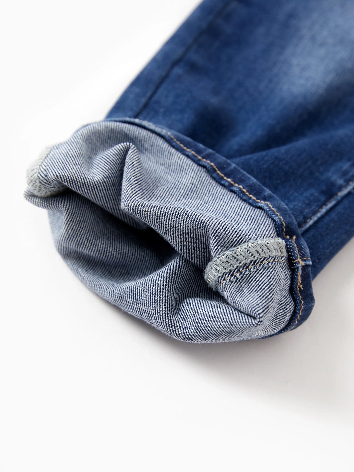 Solid Color Elastic Waist Soft Stretchy Comfortable Casual Jeans Cotton Bottoms with Pockets Deep Blue