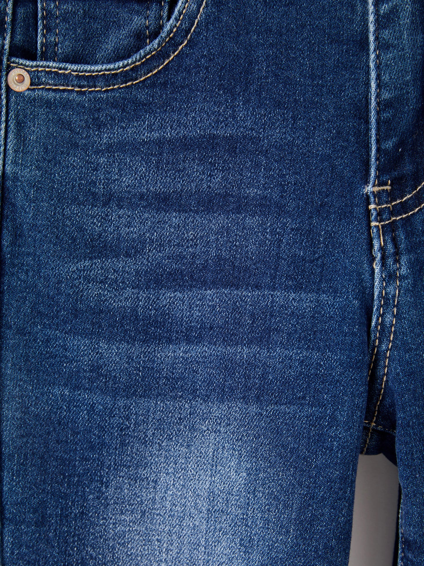 Solid Color Elastic Waist Soft Stretchy Comfortable Casual Jeans Cotton Bottoms with Pockets Deep Blue