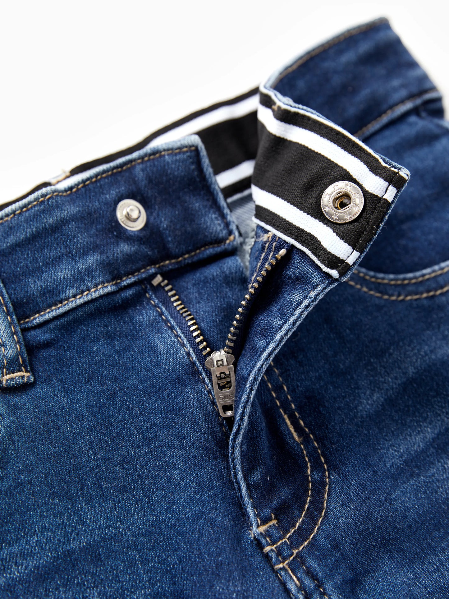 Solid Color Elastic Waist Soft Stretchy Comfortable Casual Jeans Cotton Bottoms with Pockets Deep Blue