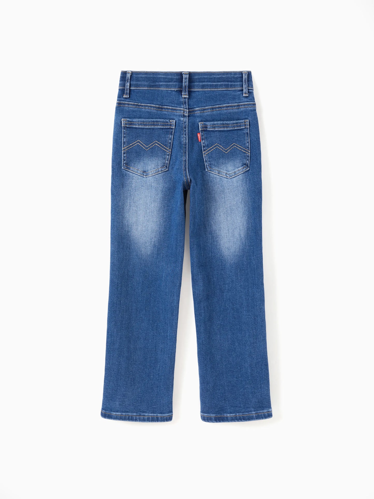 Solid Color Elastic Waist Soft Stretchy Comfortable Casual Jeans Cotton Bottoms with Pockets Blue