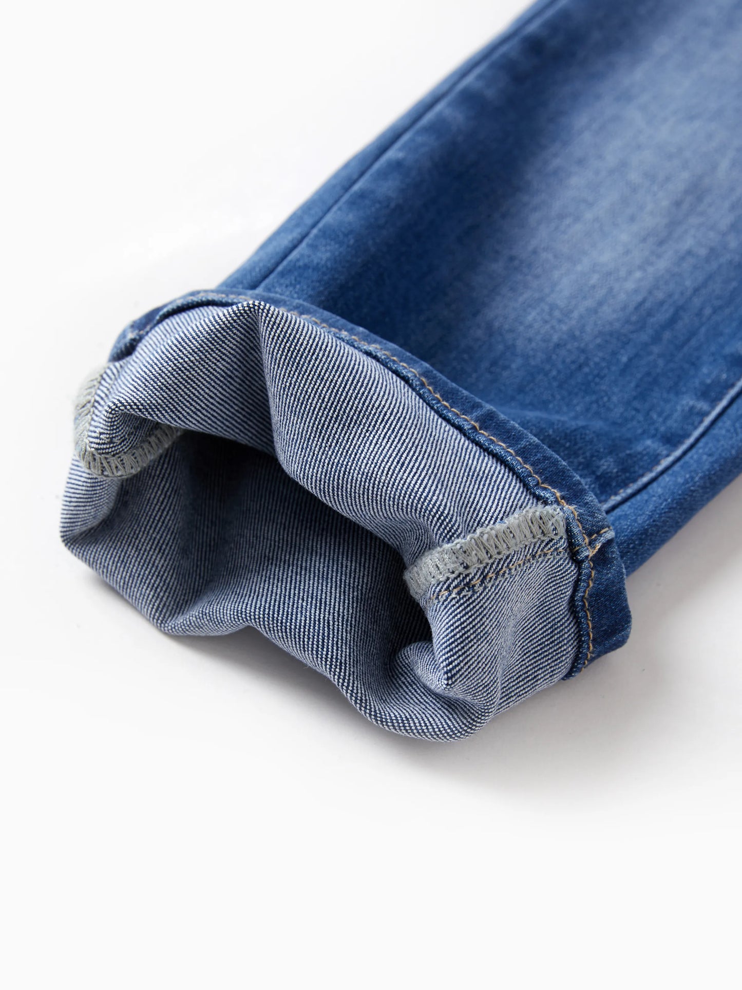 Solid Color Elastic Waist Soft Stretchy Comfortable Casual Jeans Cotton Bottoms with Pockets Blue