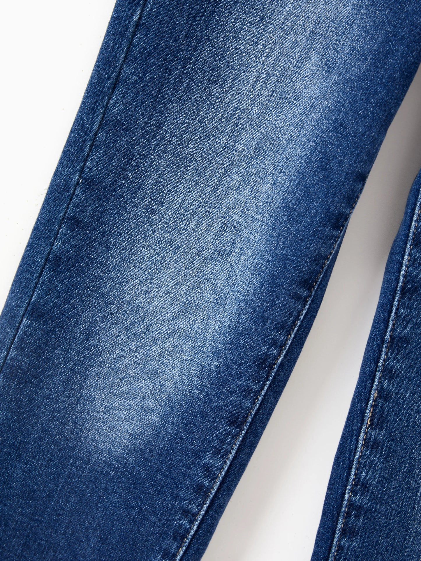 Solid Color Elastic Waist Soft Stretchy Comfortable Casual Jeans Cotton Bottoms with Pockets Deep Blue