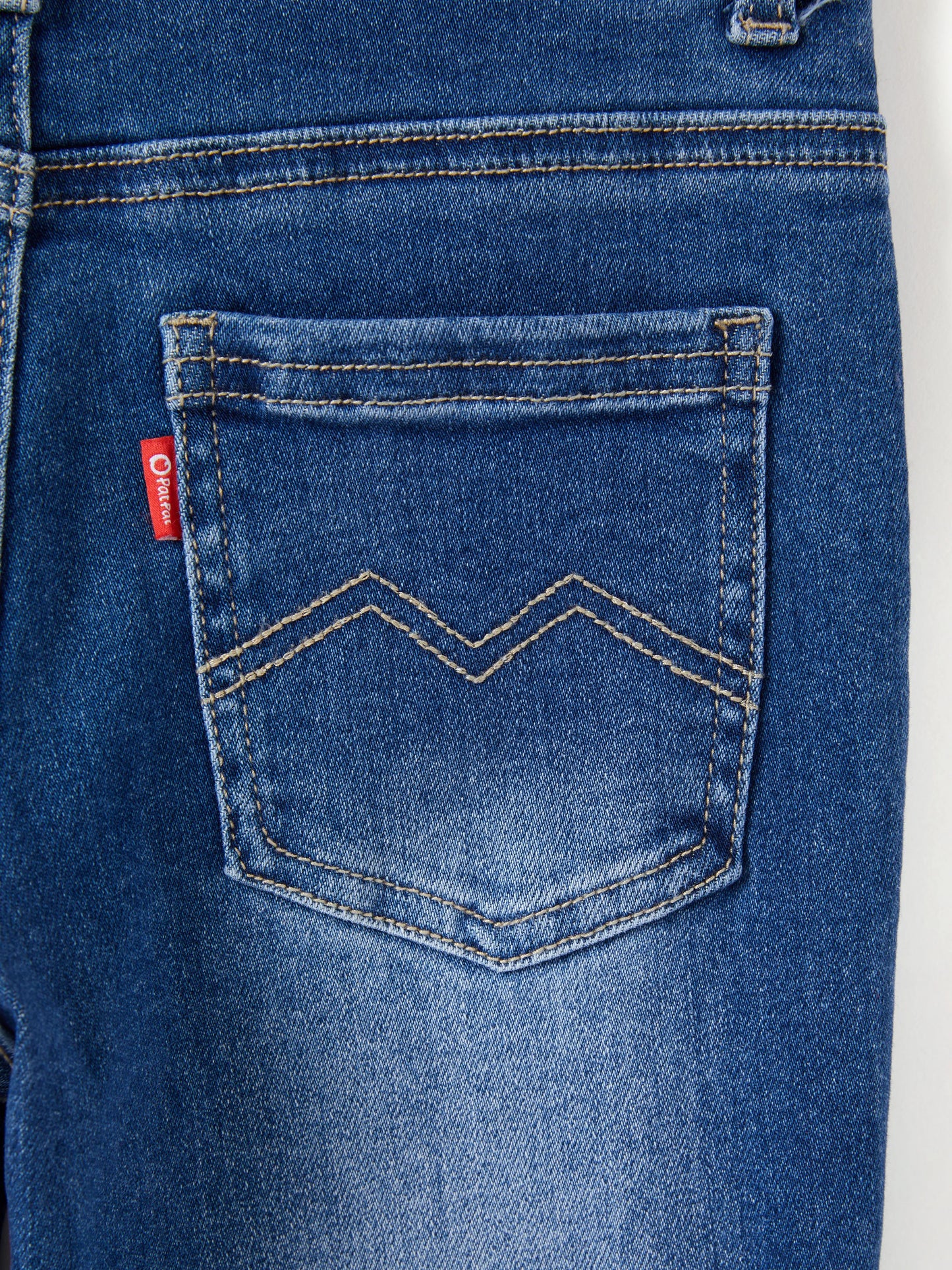 Solid Color Elastic Waist Soft Stretchy Comfortable Casual Jeans Cotton Bottoms with Pockets Blue