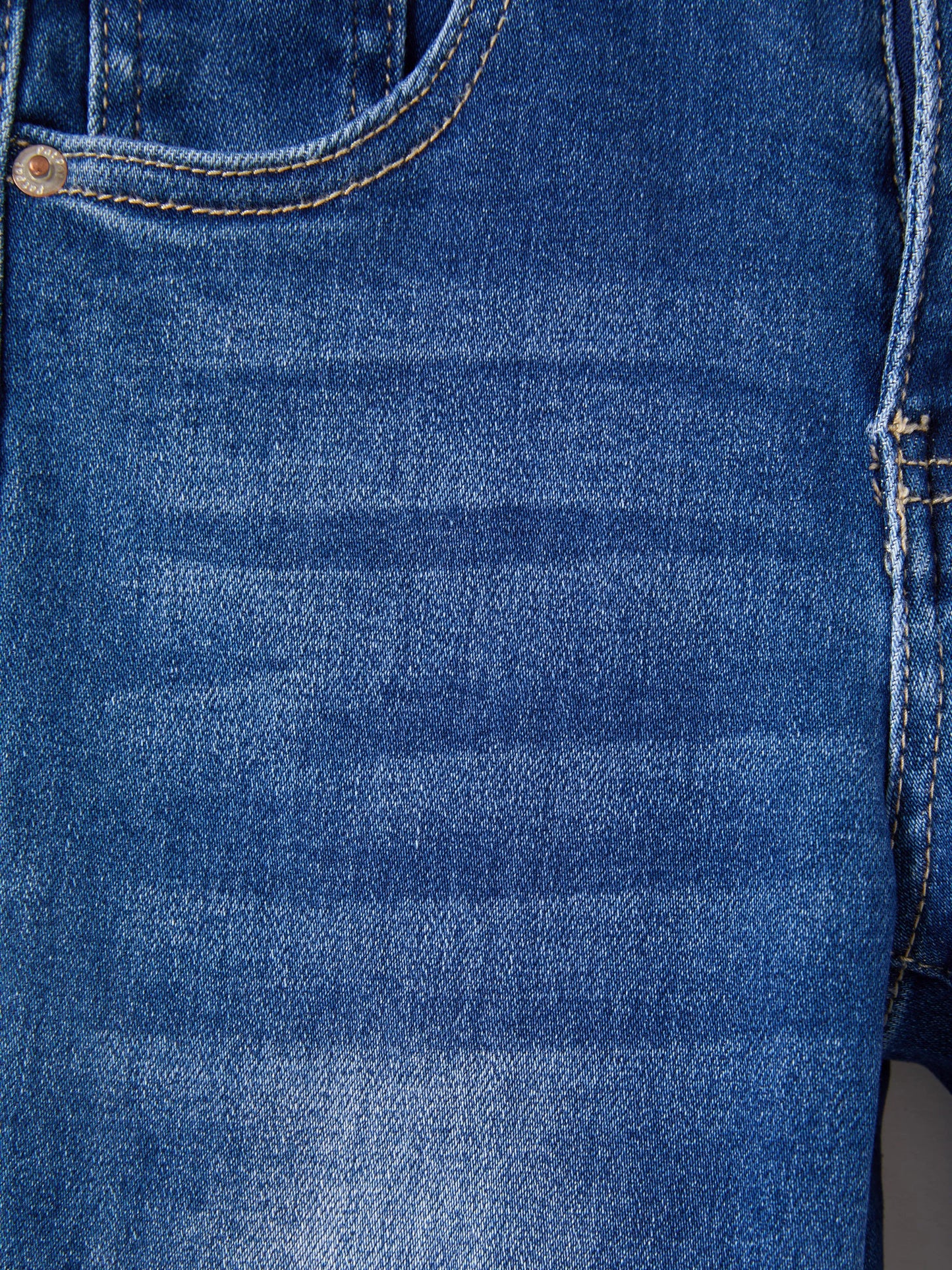 Solid Color Elastic Waist Soft Stretchy Comfortable Casual Jeans Cotton Bottoms with Pockets Blue