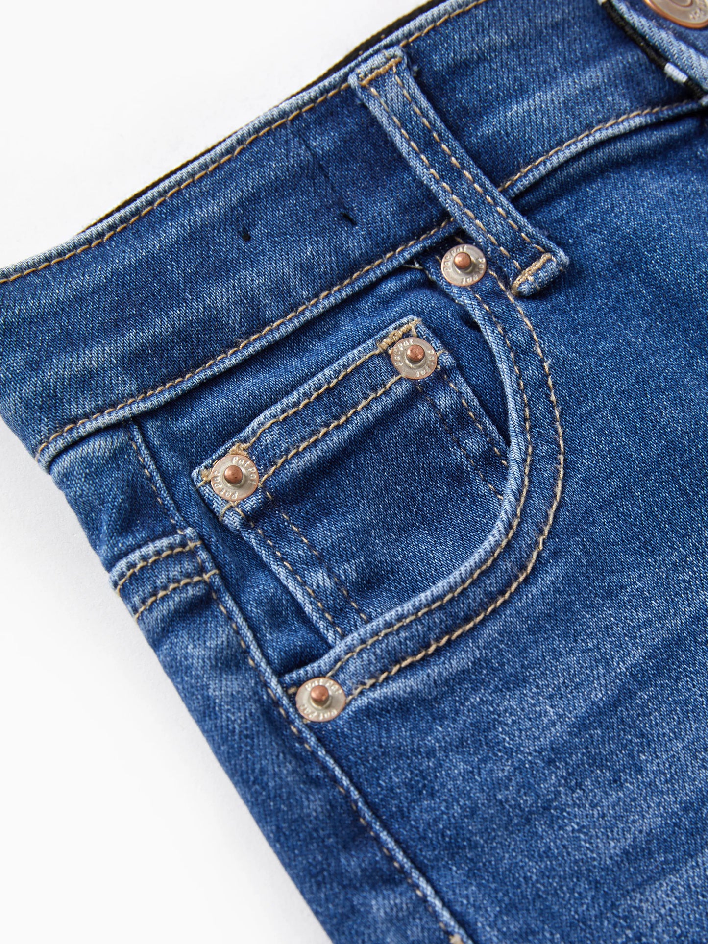 Solid Color Elastic Waist Soft Stretchy Comfortable Casual Jeans Cotton Bottoms with Pockets Blue