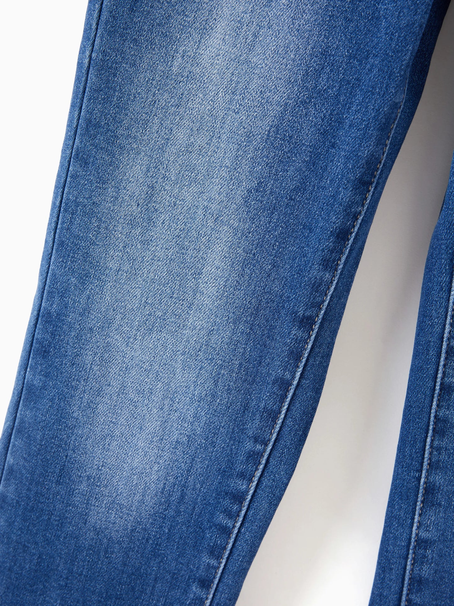 Solid Color Elastic Waist Soft Stretchy Comfortable Casual Jeans Cotton Bottoms with Pockets Blue