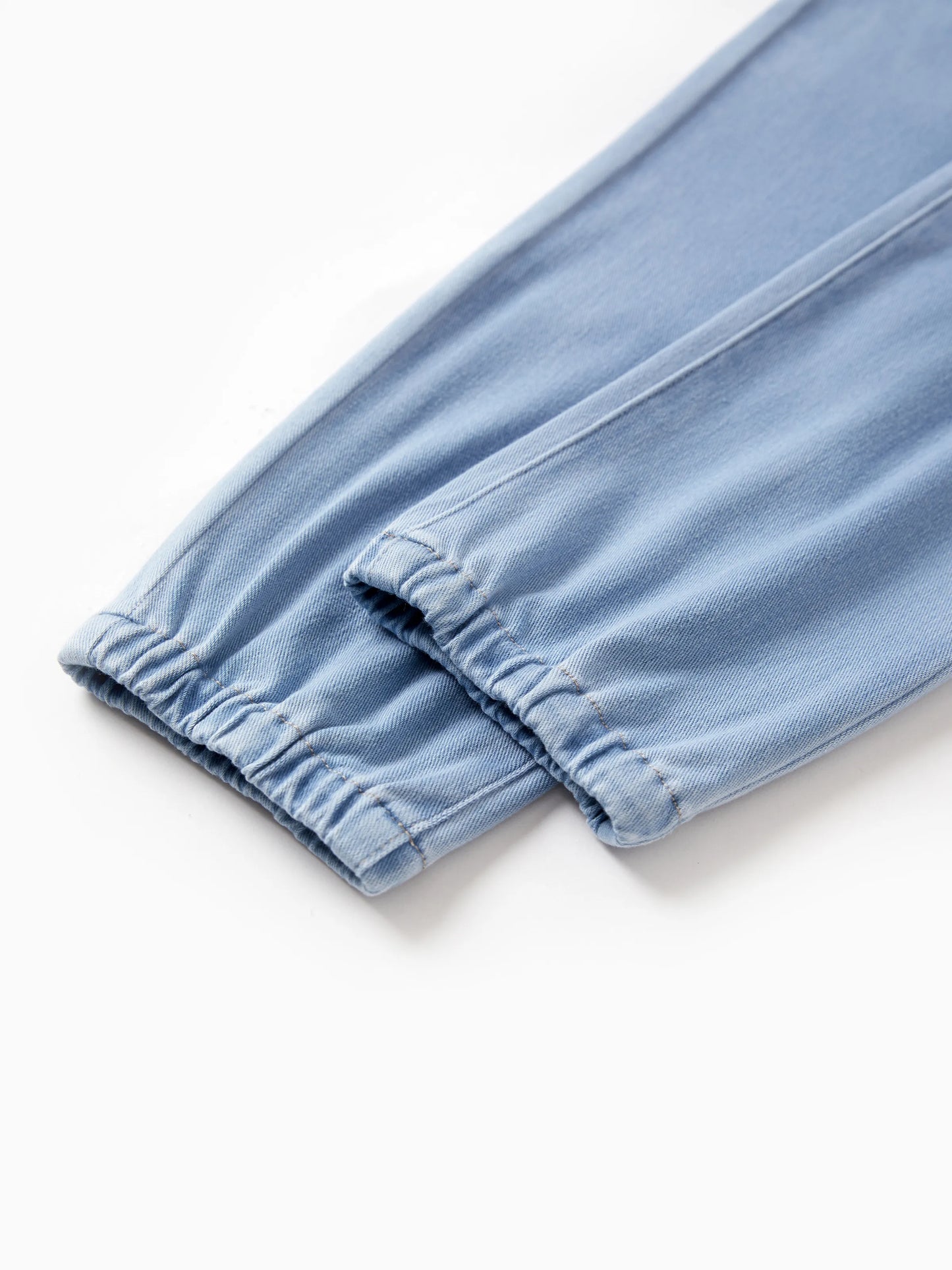 Kids Elastic Waist Denim Pants Soft Stretch Comfortable Everyday Jeans with Pockets Light Blue