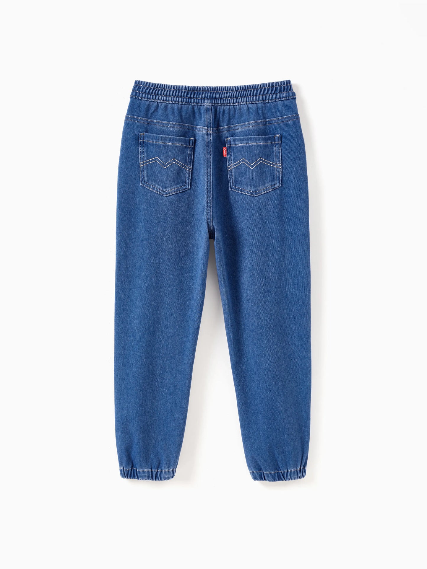 Kids Elastic Waist Denim Pants Soft Stretch Comfortable Everyday Jeans with Pockets Blue