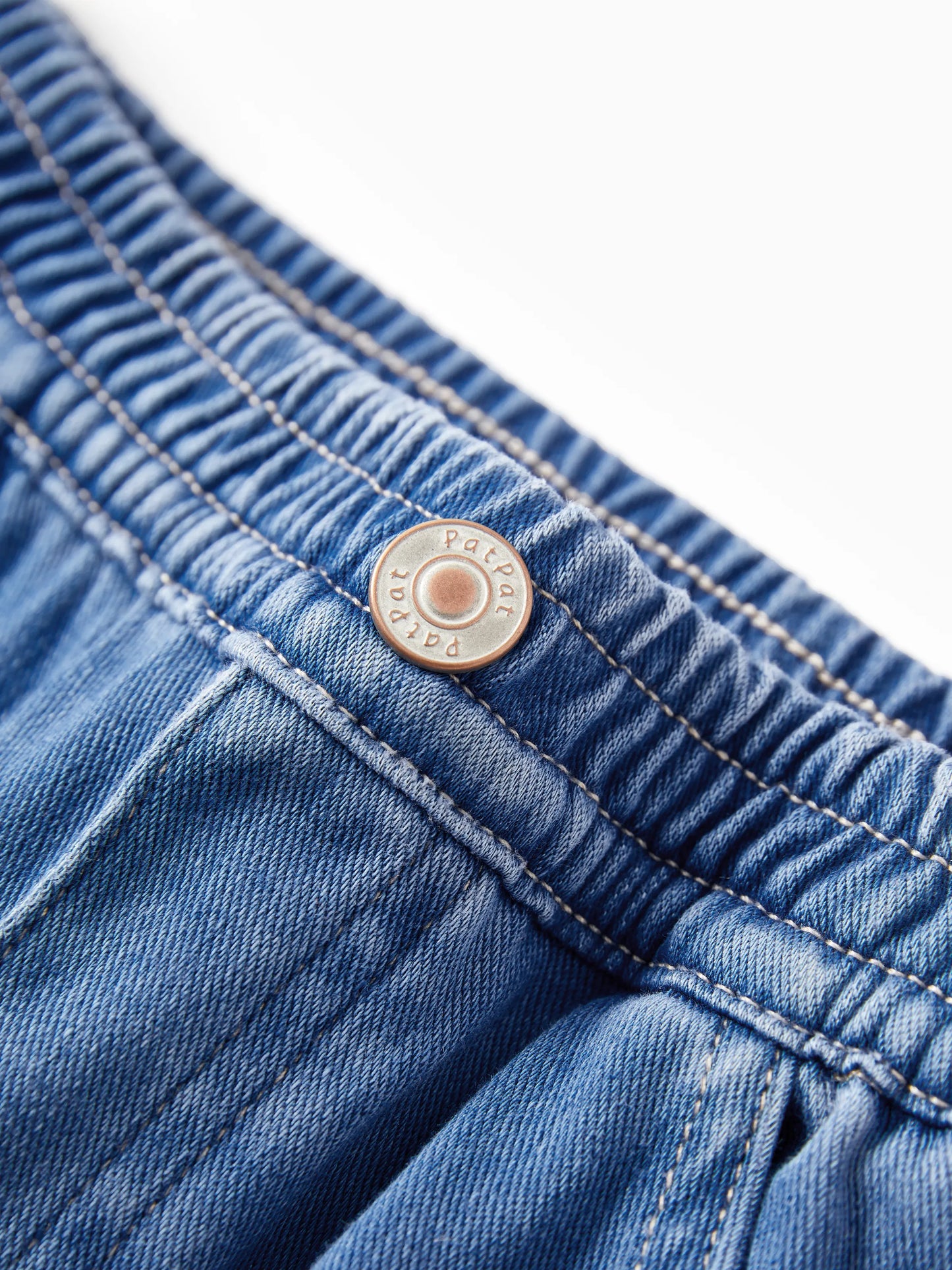 Kids Elastic Waist Denim Pants Soft Stretch Comfortable Everyday Jeans with Pockets Blue