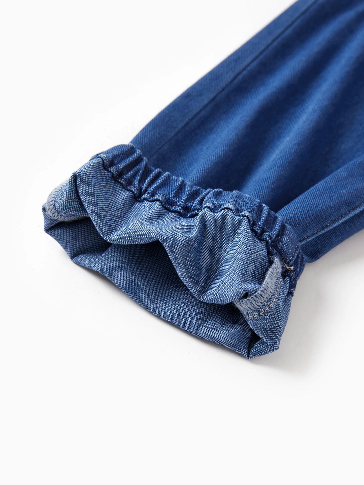 Kids Elastic Waist Denim Pants Soft Stretch Comfortable Everyday Jeans with Pockets Deep Blue