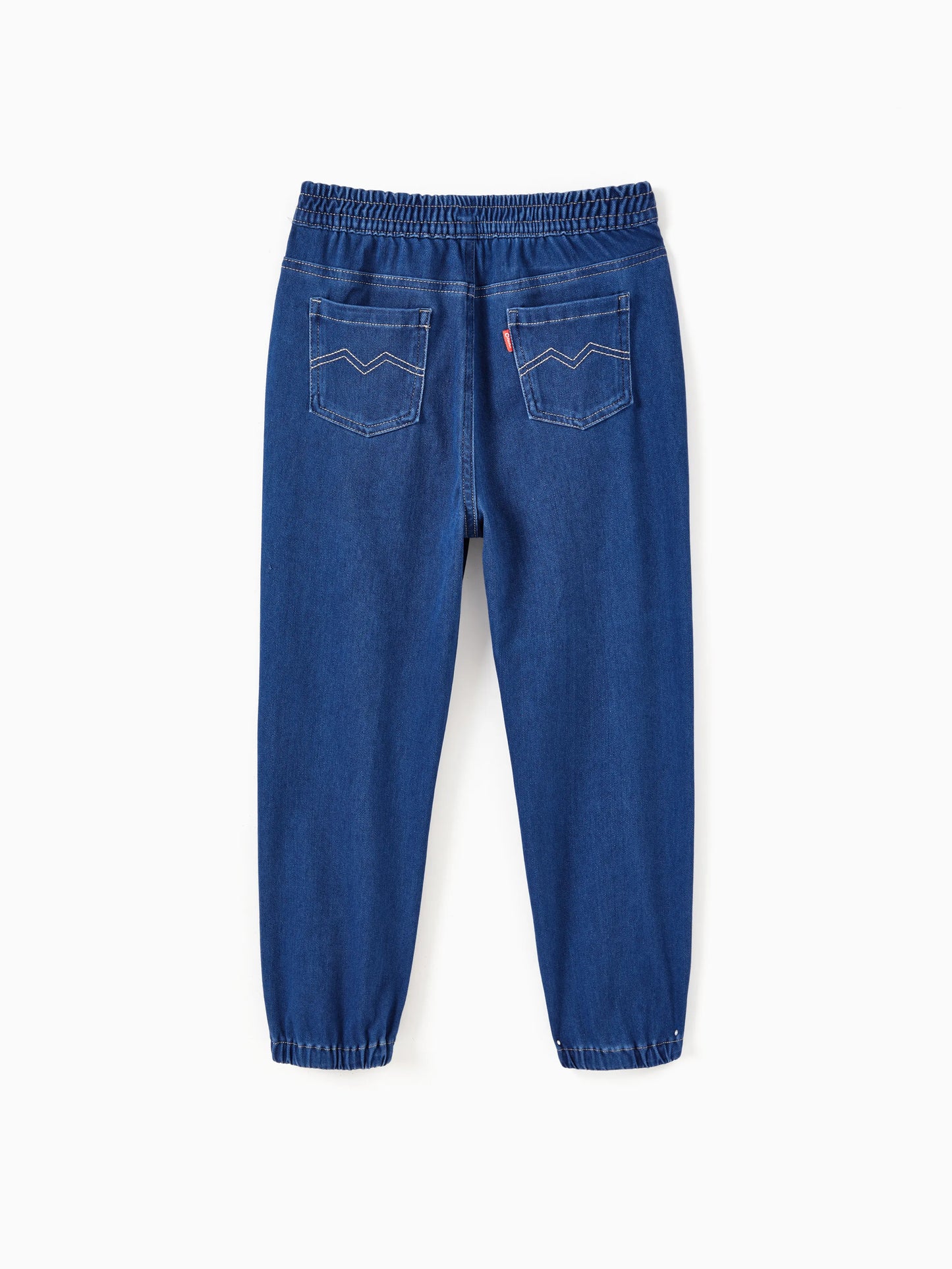 Kids Elastic Waist Denim Pants Soft Stretch Comfortable Everyday Jeans with Pockets Deep Blue