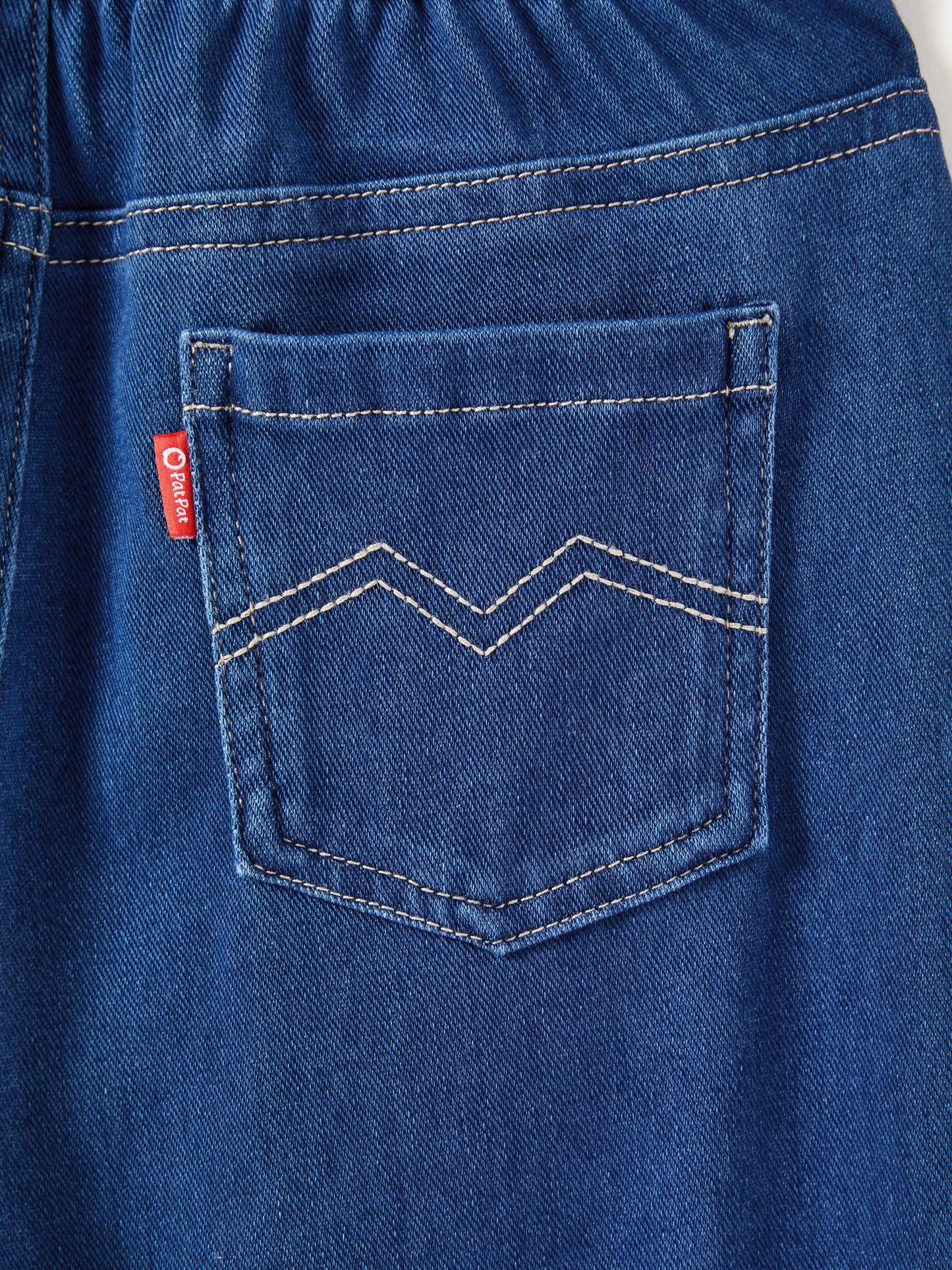 Kids Elastic Waist Denim Pants Soft Stretch Comfortable Everyday Jeans with Pockets Deep Blue