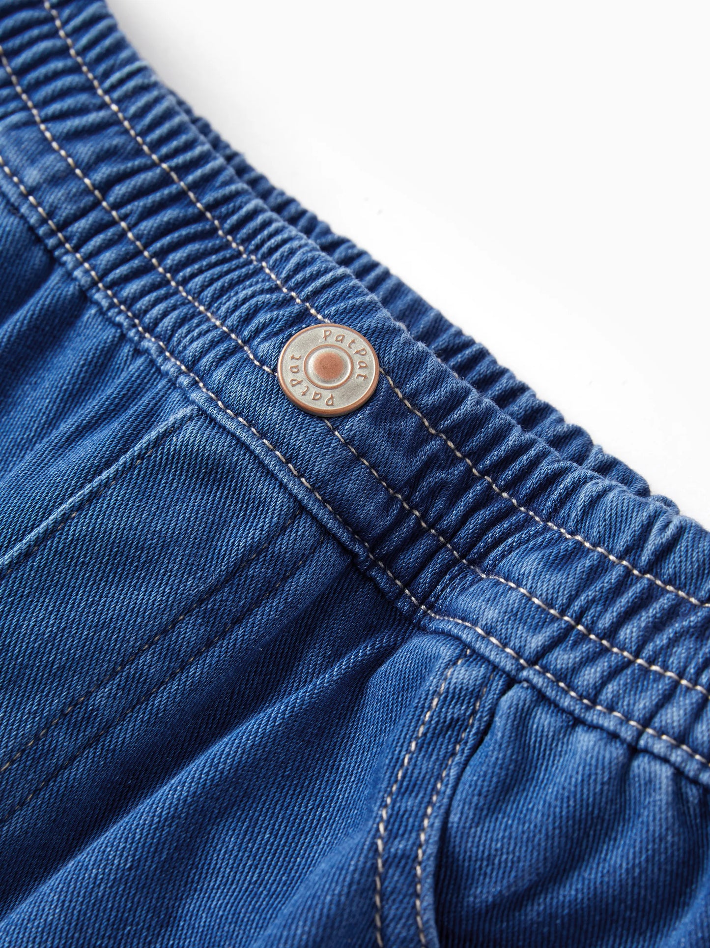Kids Elastic Waist Denim Pants Soft Stretch Comfortable Everyday Jeans with Pockets Deep Blue