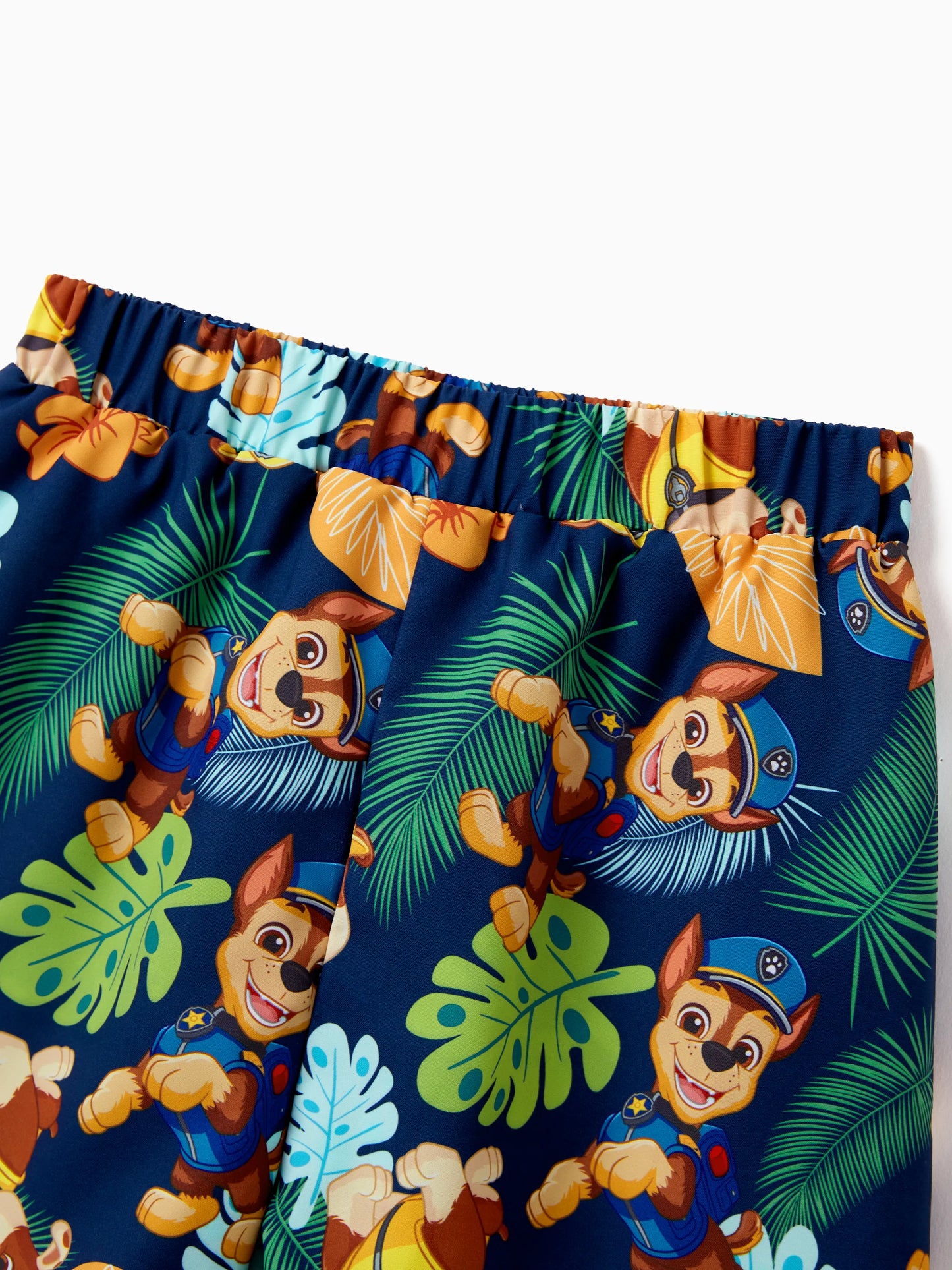 PAW Patrol Toddler Boys 2pcs Chase/Rubble UPF50+ Animal Pattern Tops and Trunks Swimsuit Deep Blue