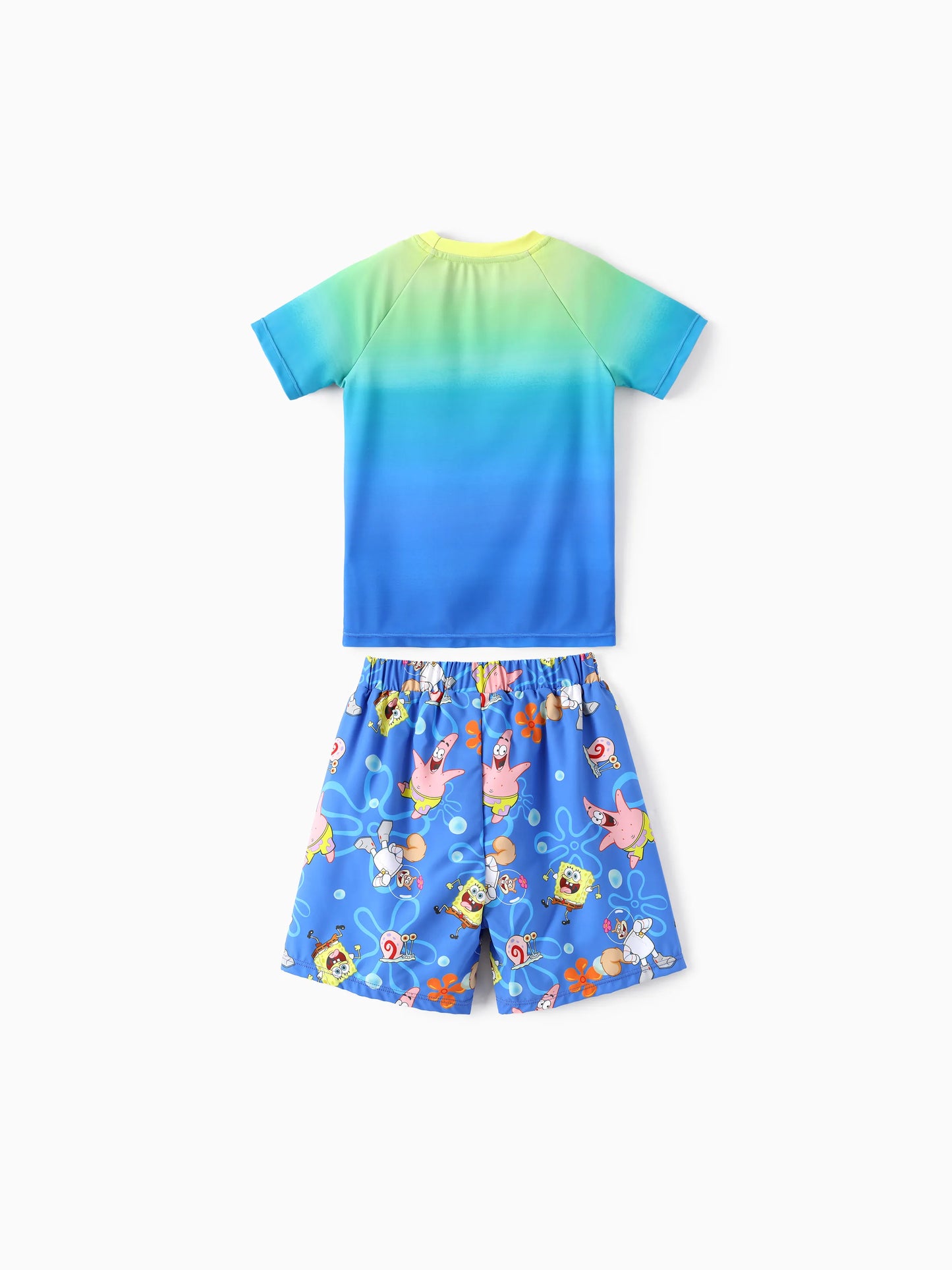 SpongeBob SquarePants Toddler/Kid Boy 2pcs UPF50+ Sea Life Print Tops and Trunks Swimsuit  Blue