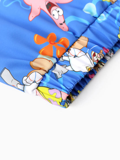 SpongeBob SquarePants Toddler/Kid Boy 2pcs UPF50+ Sea Life Print Tops and Trunks Swimsuit  Blue