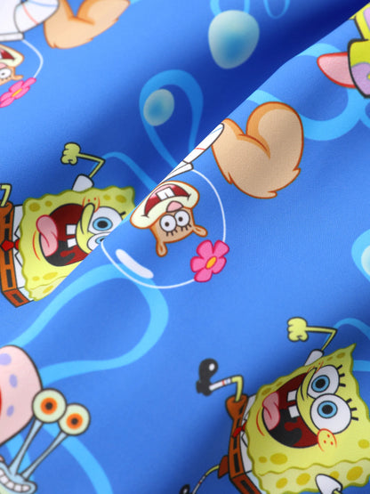 SpongeBob SquarePants Toddler/Kid Boy 2pcs UPF50+ Sea Life Print Tops and Trunks Swimsuit  Blue