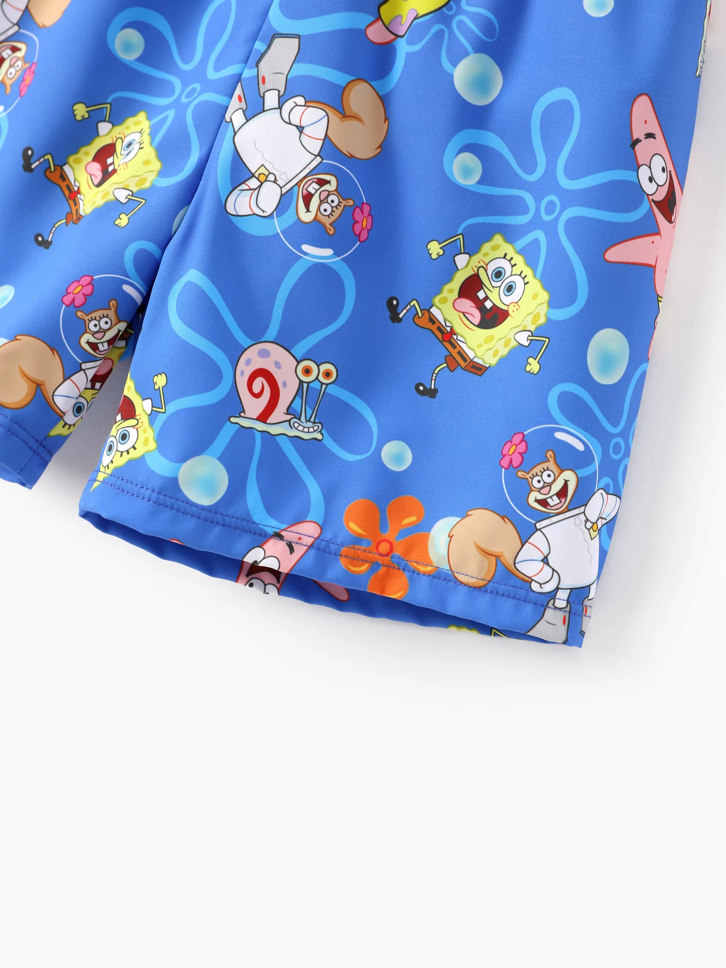 SpongeBob SquarePants Toddler/Kid Boy 2pcs UPF50+ Sea Life Print Tops and Trunks Swimsuit  Blue