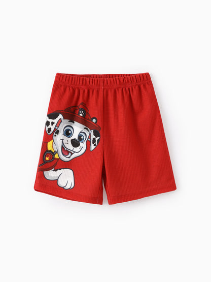 PAW Patrol Toddler Boy 2pcs Marshall Waffle Fabric Tee and Shorts Set Red