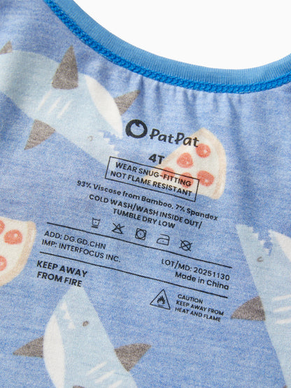 Bamboo Baby/Toddler 2pcs Childlike Printed Snug-Fitting Pajama Sets Sky blue