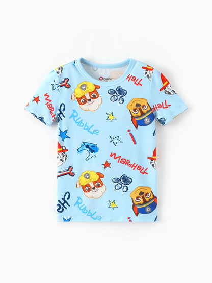 PAW Patrol Toddler Boy Rubble/Marshall 3-Piece Bamboo Pajama Set 2-in-1 Look for 4 Seasons (Snug-Fitting) Blue