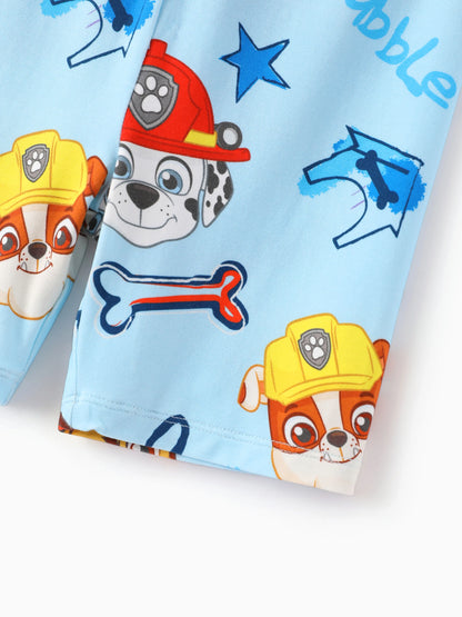 PAW Patrol Toddler Boy Rubble/Marshall 3-Piece Bamboo Pajama Set 2-in-1 Look for 4 Seasons (Snug-Fitting) Blue