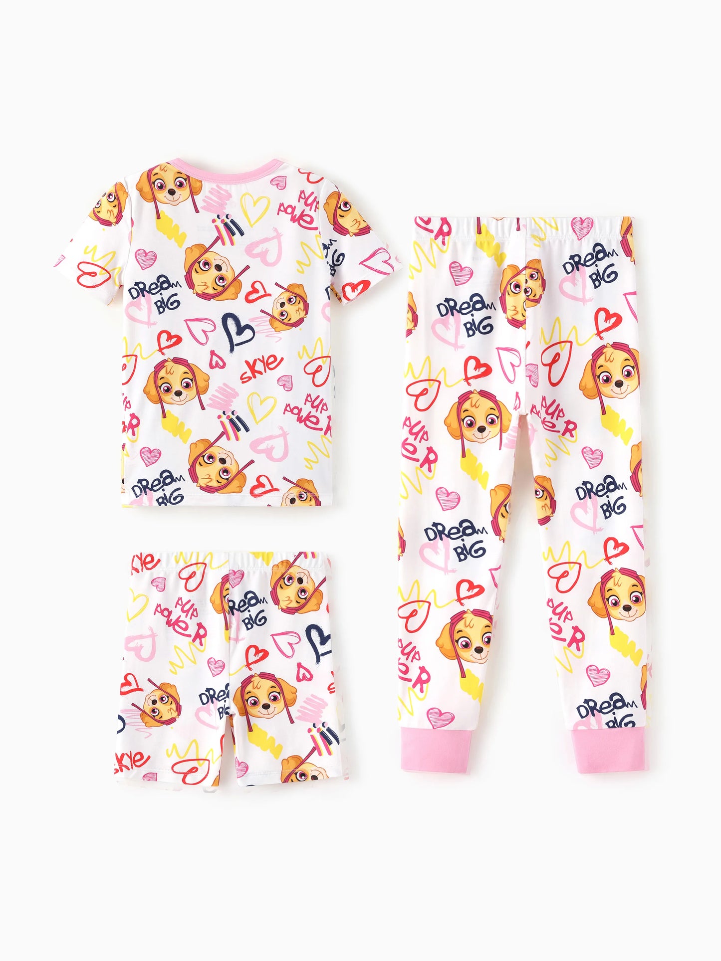 PAW Patrol Toddler Boy Skye 3-Piece Bamboo Pajama Set 2-in-1 Look for 4 Seasons (Snug-Fitting) Pink